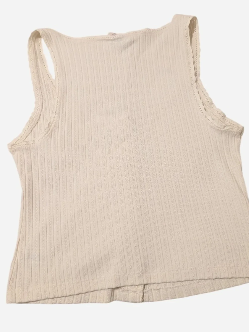 Universal Thread Cream Ribbed Tank with Front Tie